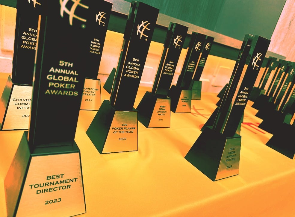 Global Poker Awards trophies