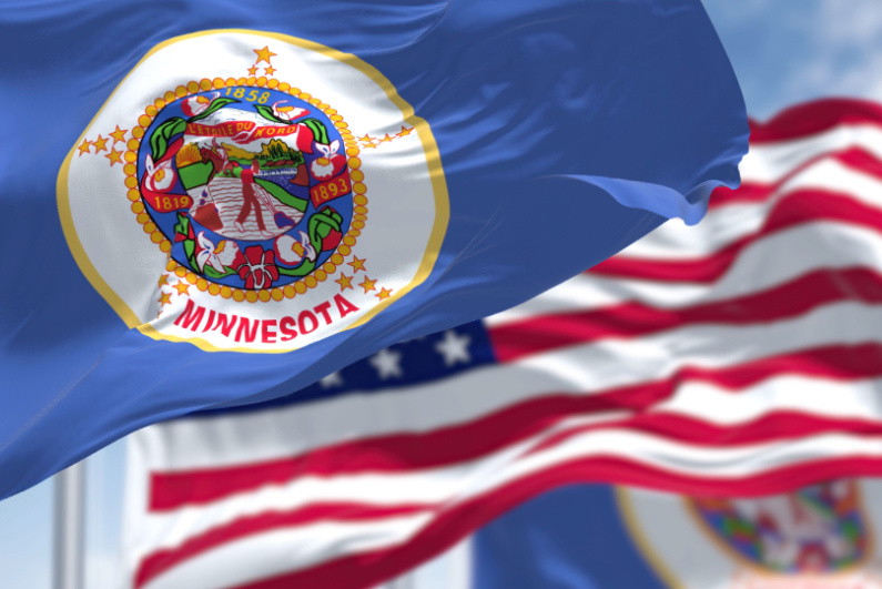 Flags of Minnesota and USA