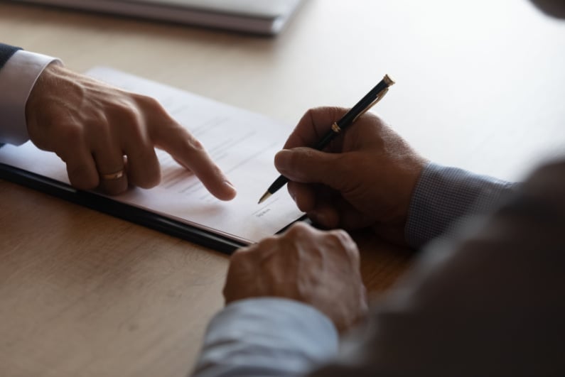 Person signing document