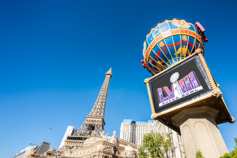 Super Bowl LVIII sign in Las Vegas