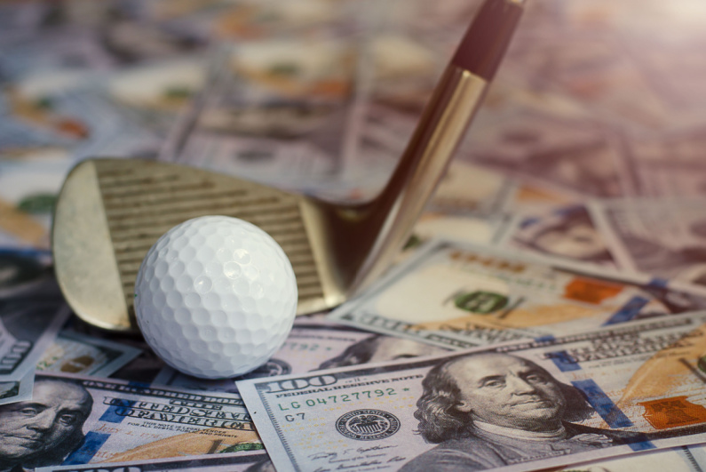 Dollars and golf club