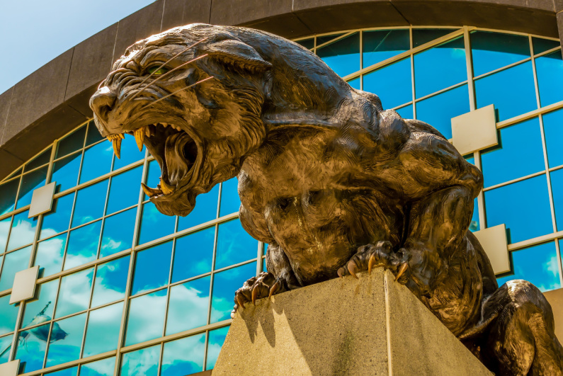 Carolina Panthers statue at Bank of America Stadium