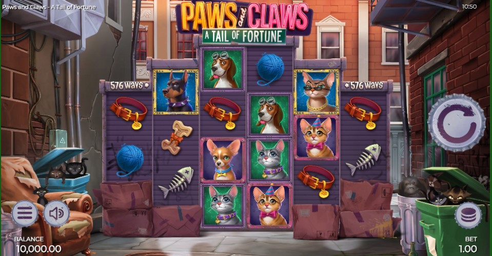Paws and Claws Tail of Fortune slot reels Armadillo Studios - champion caller online slots