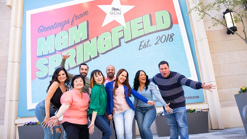 Friends posing outside of MGM Springfield