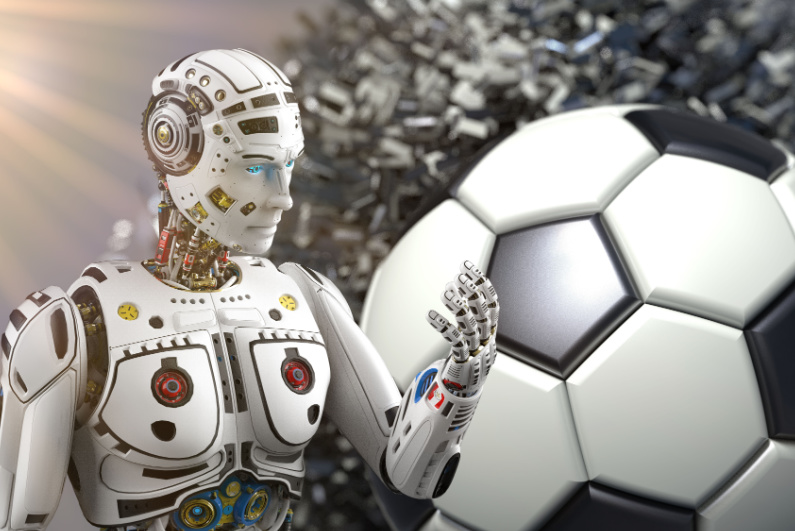 Robot and soccer ball