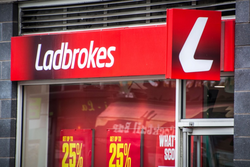 Ladbrokes sign on shop