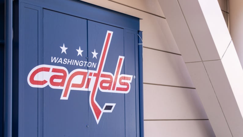 Washington Capitals logo on a door