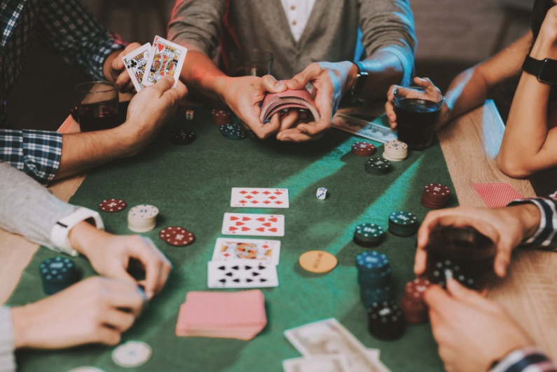 Friends playing poker