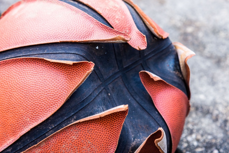 Old damaged basketball