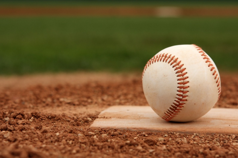 Baseball on the pitching rubber