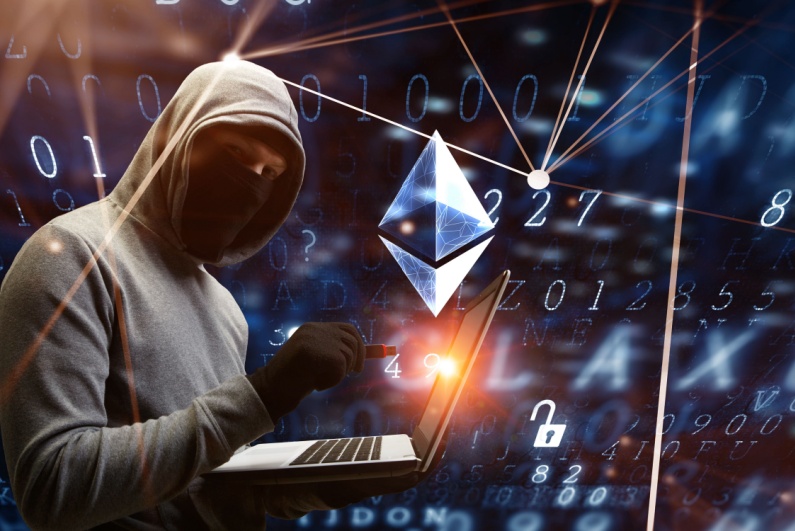 Hacker and ethereum logo