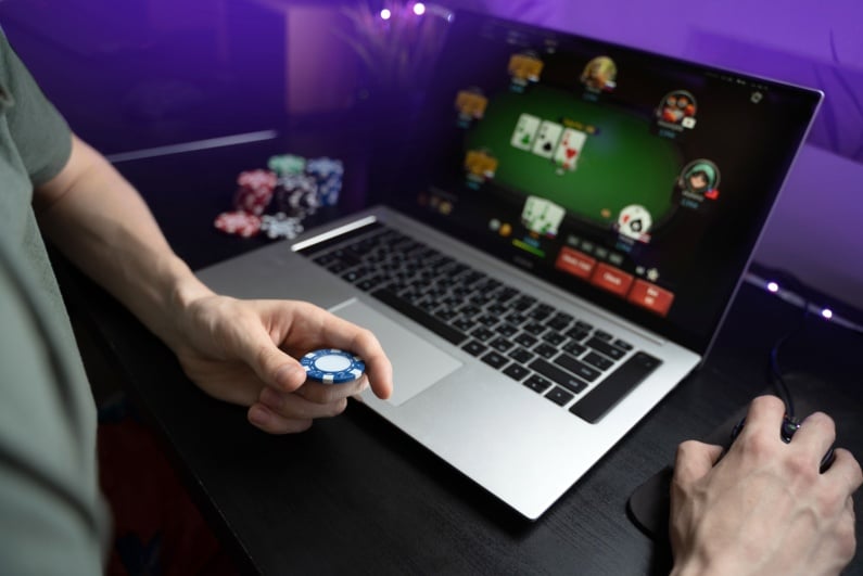 Man playing online poker