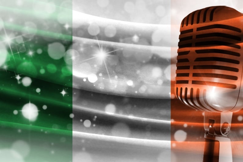 Irish flag with microphone