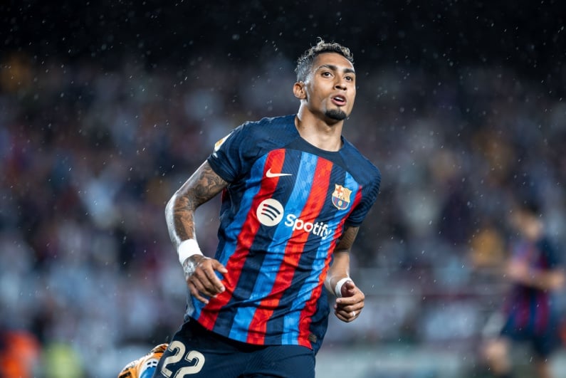 Raphinha playing for Barcelona