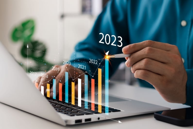 Augmented reality growth bar chart