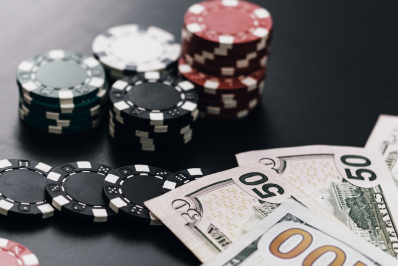 Casino chips and cash