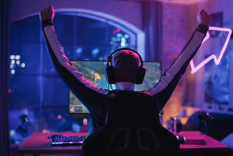 Gamer celebrating