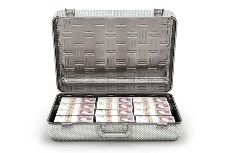 Briefcase with money
