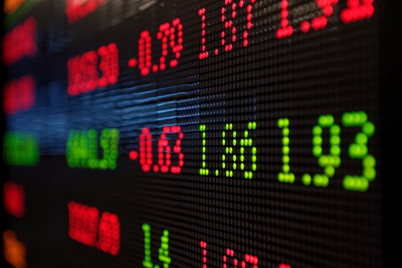 Sports betting odds on an LED board
