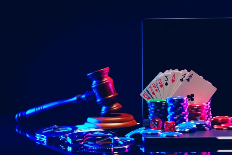 Gavel and poker chips