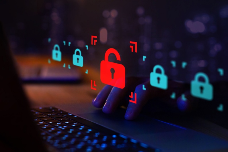 Data breach illustration computer unlock image