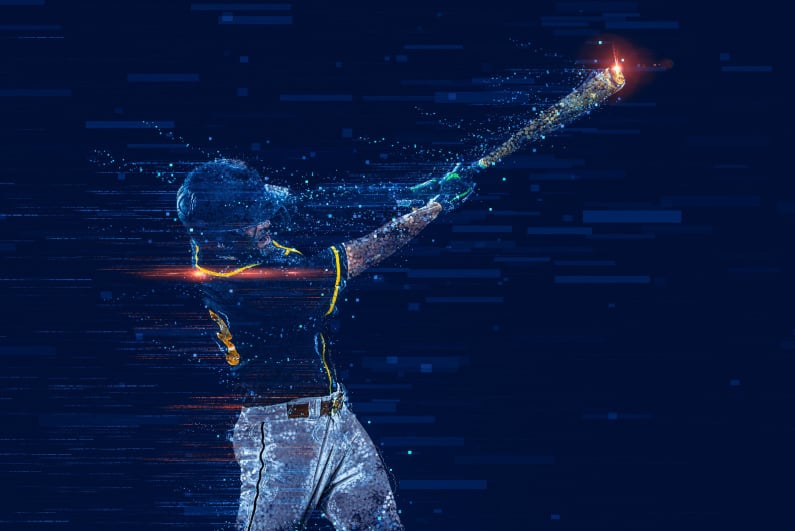 Baseball player swinging a bat