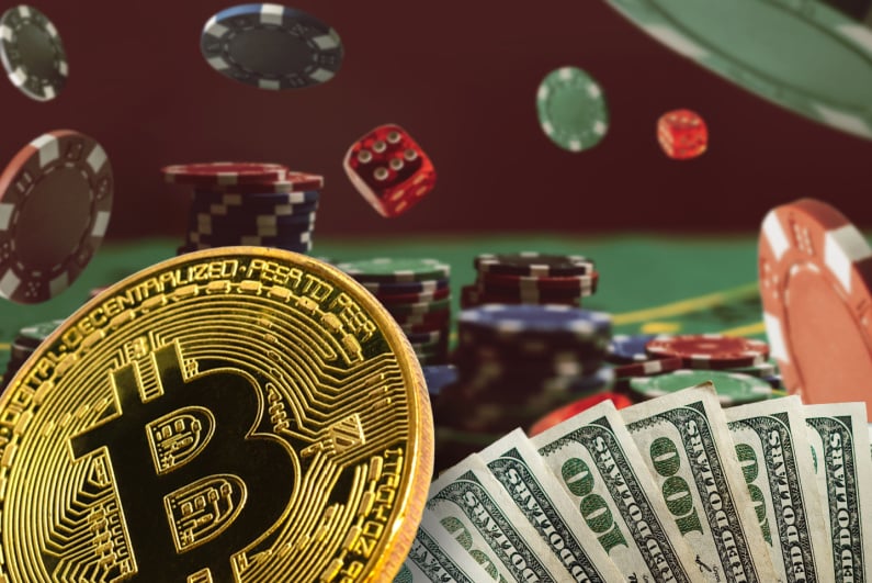 Bitcoin gambling concept illustration