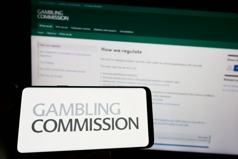 Gambling commission logo on phone