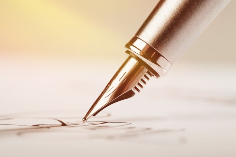Fountain pen signing paper