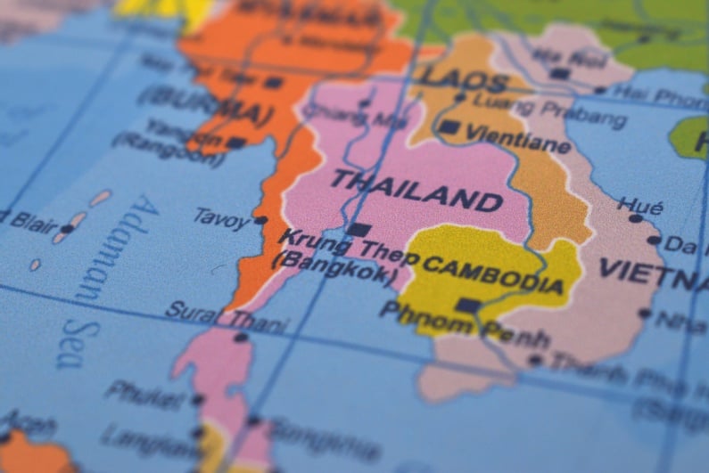 Thailand on map
