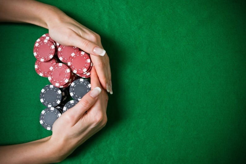 Female poker pro with chips