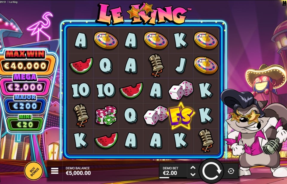 Le King slot reels by Hacksaw Gaming