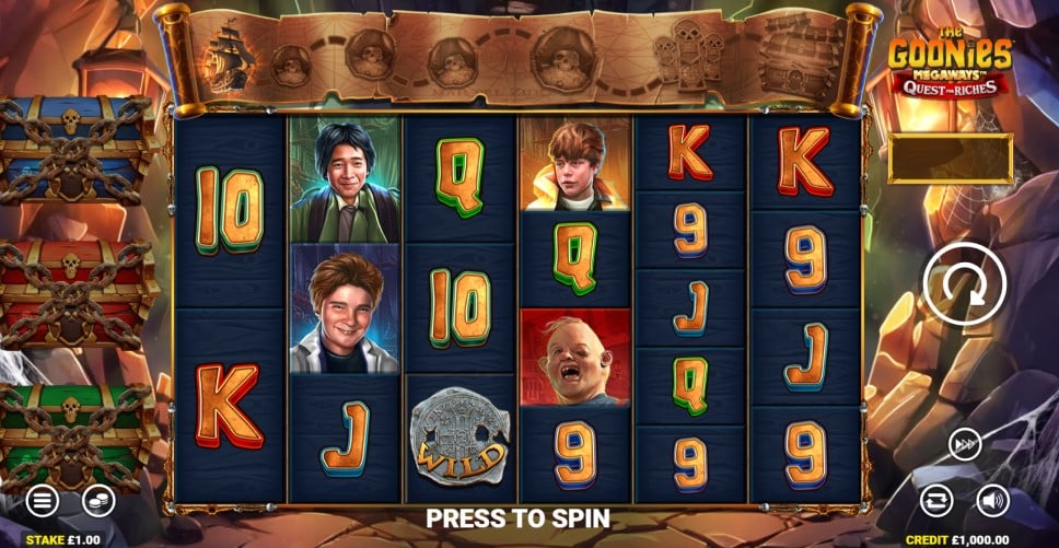The Goonies Megaways: Quest for Riches slot reels by Blueprint Gaming - best new online slots of the week