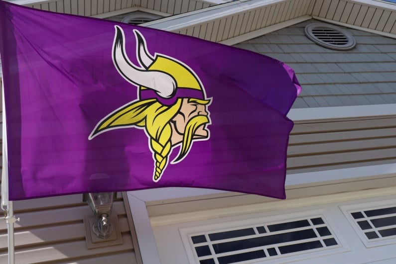 Minnesota Vikings flag flying outside home