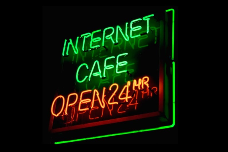 Neon internet cafe sign