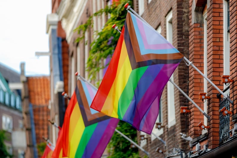 Pride flags displayed outside homes