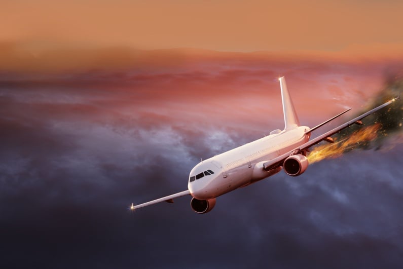 Concept of plane engine catching fire