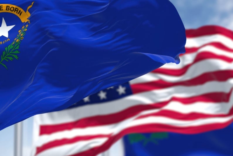 Nevada and US flags