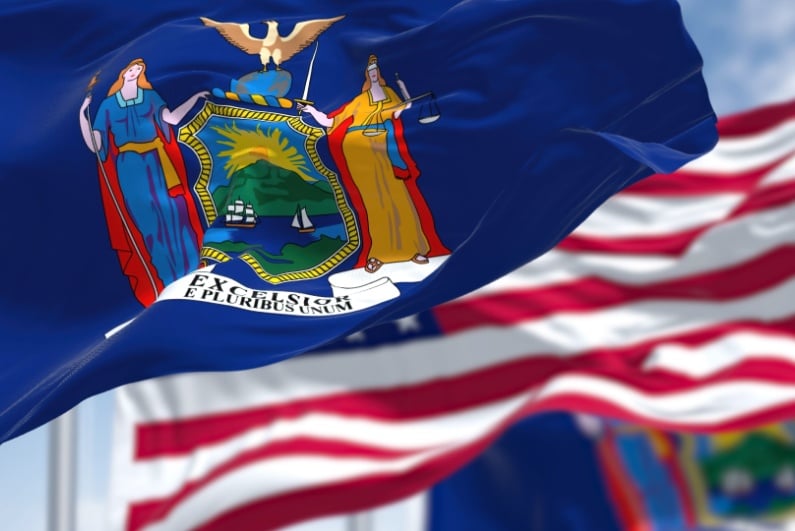 New York flag with US flag