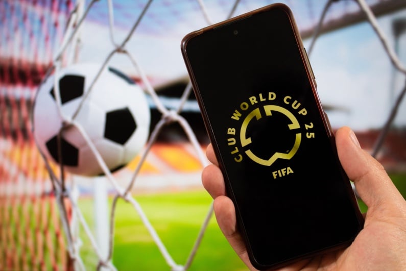 FIFA Club World Cup logo on a phone