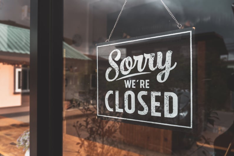 Sorry We're Closed sign