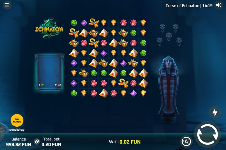 Curse of Echnaton slot reels by Popiplay