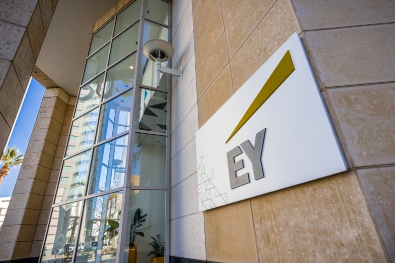 EY sign on building