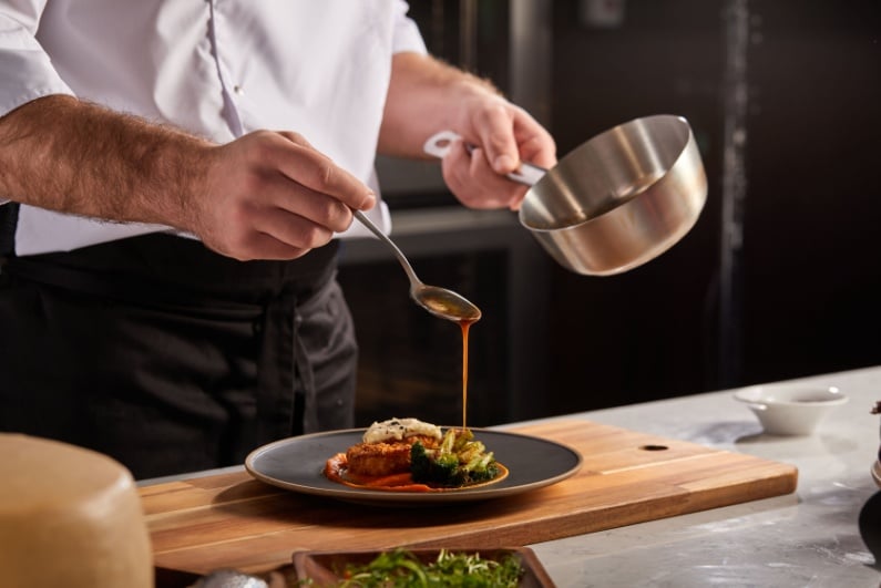 Chef making food