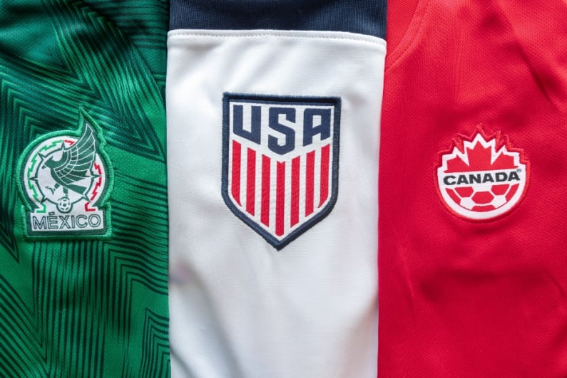USA, Canada, and Mexico soccer jerseys