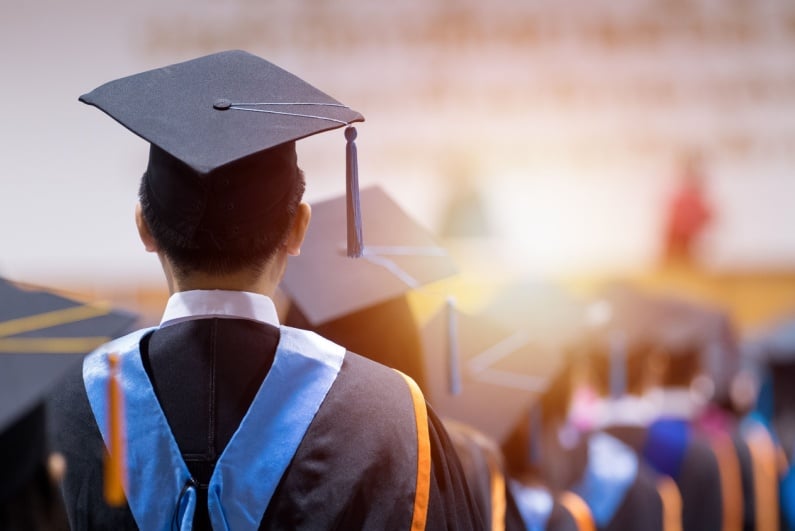 Students at graduation
