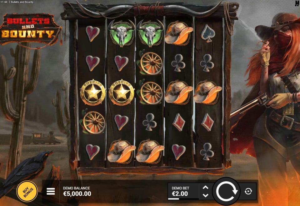 Bullets and Bounty slot reels by Hacksaw Gaming - best new online slots of the week