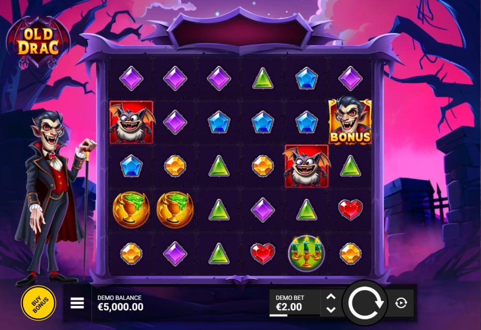 Old Drac slot reels by Backseat Gaming