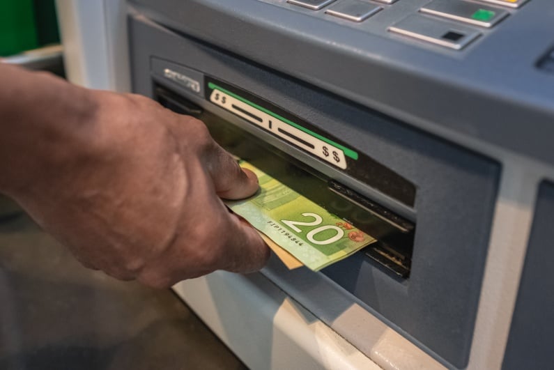 ATM withdrawal of Canadian dollars
