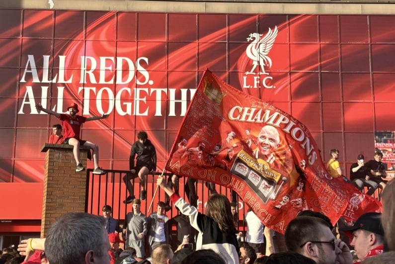 Liverpool fans celebrating EPL title